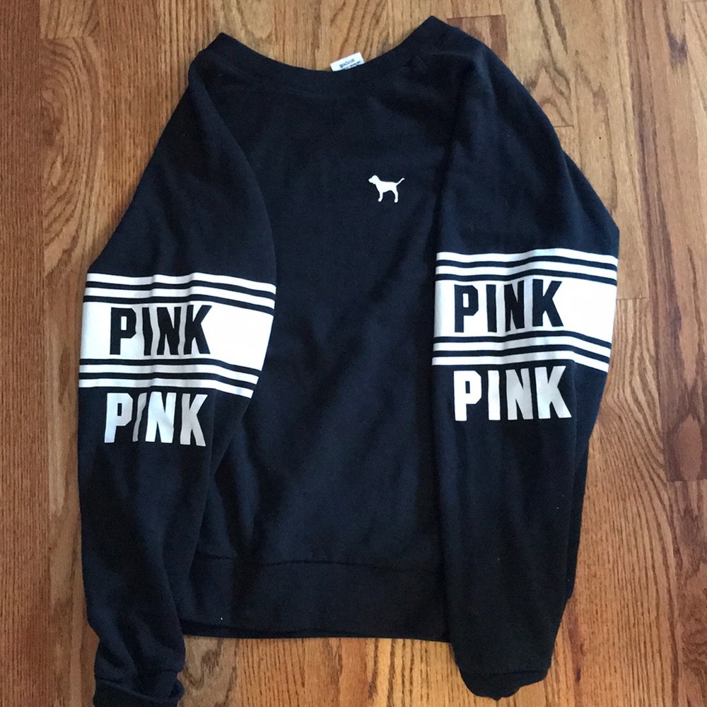 Victoria Secret Pink Black Crew Neck Sweater